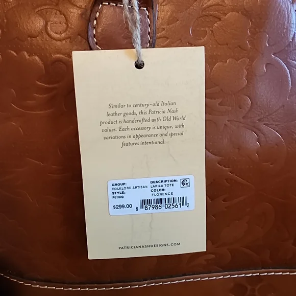 Patricia Nash Folklore Artisan Lapila Tote, Large Brown Tooled Leather bag. - Picture 4 of 11